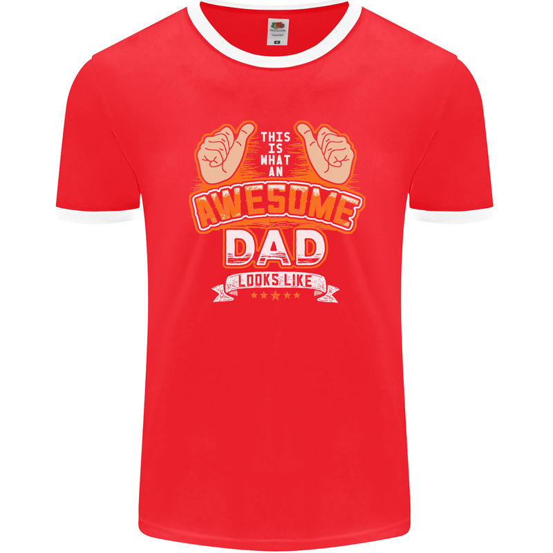 This Is What an Awesome Dad Father's Day Mens Ringer T-Shirt FotL Red/White