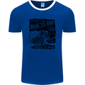 Cafe Racer Biker Motorcycle Motorbike Mens Ringer T-Shirt FotL Royal Blue/White