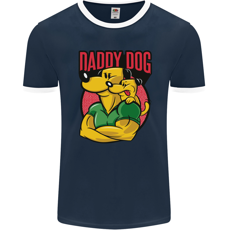 Daddy Dog Fathers Day Mens Ringer T-Shirt FotL Navy Blue/White