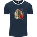 Science vs Artistic Brain Art IQ Physics Mens Ringer T-Shirt FotL Navy Blue/White