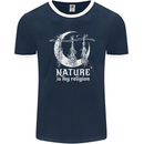 Nature Is My Religion Witch Halloween Mens Ringer T-Shirt FotL Navy Blue/White