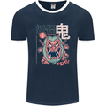 Oni Yokai Japanese Red Demon Mens Ringer T-Shirt FotL Navy Blue/White