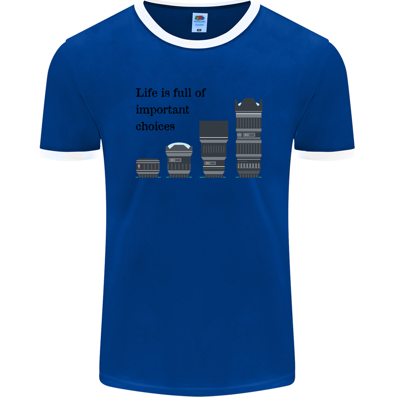 Photography Important Choices Photographer Mens Ringer T-Shirt FotL Royal Blue/White