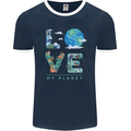 Love My Planet Climate Change Environment Mens Ringer T-Shirt FotL Navy Blue/White