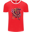 Japanese Fantasy Dragon Mens Ringer T-Shirt FotL Red/White