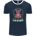 Lucipurr Demonic Hail Satan Cat Evil Mens Ringer T-Shirt FotL Navy Blue/White