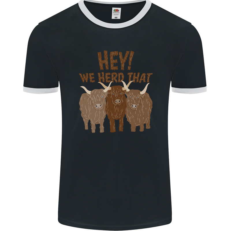 We Herd That Funny Cow Mens Ringer T-Shirt FotL Black/White