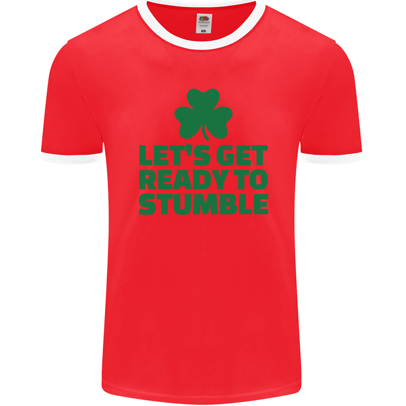 Get Ready to Stumble St. Patrick's Day Mens Ringer T-Shirt FotL Red/White