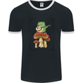 A Frog Playing the Guitar on a Toadstool Mens Ringer T-Shirt FotL Black/White