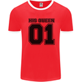 His Queen Funny Valentines Day Mens Ringer T-Shirt Red/White