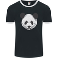 A Panda Bear Face Mens Ringer T-Shirt FotL Black/White