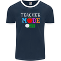 Teacher Mode Off Funny Teaching Holiday Mens Ringer T-Shirt FotL Navy Blue/White