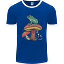 A Frog Sitting on a Mushroom Mens Ringer T-Shirt FotL Royal Blue/White