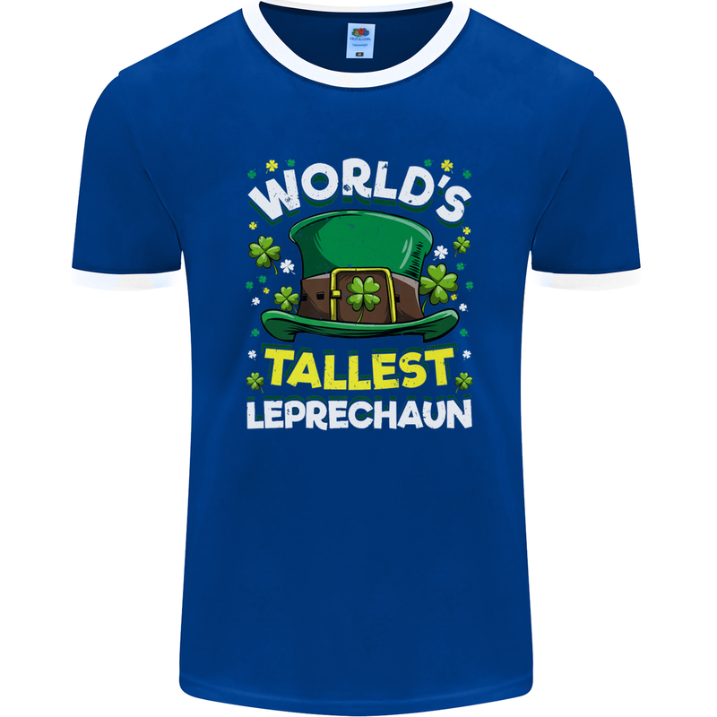 Worlds Tallest Leprechaun St Patricks Day Mens Ringer T-Shirt FotL Royal Blue/White