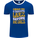 Bookworm Reading a Reader Dies Funny Mens Ringer T-Shirt FotL Royal Blue/White