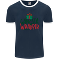 Gangsta Wrapper Funny Christmas Present Mens Ringer T-Shirt FotL Navy Blue/White