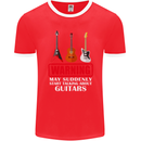 Suddenly Start Talking About Guitars Funny Mens Ringer T-Shirt FotL Red/White