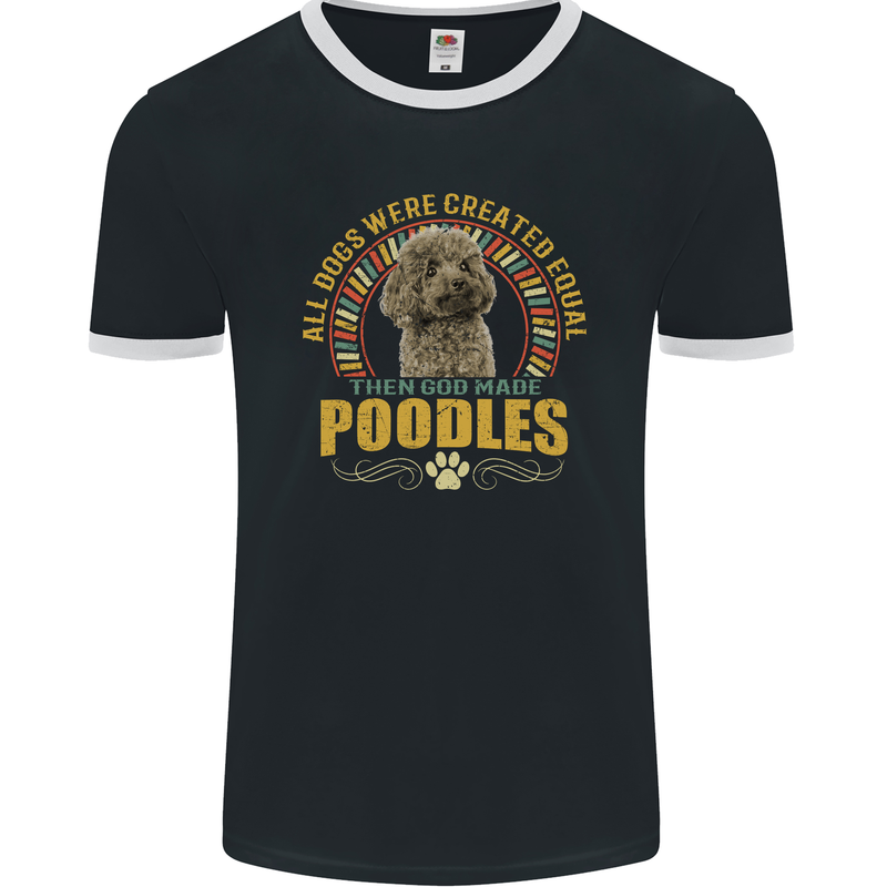 A Poodle Dog Mens Ringer T-Shirt FotL Black/White