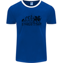 Evolution of Welsh Rugby Player Union Funny Mens Ringer T-Shirt FotL Royal Blue/White