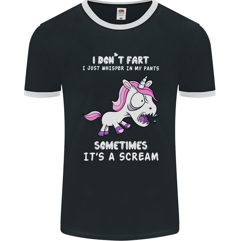 Unicorn I Don't Fart Funny Farting Farter Mens Ringer T-Shirt FotL Black/White