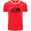 Evolution of Motorcycle Motorbike Biker Mens Ringer T-Shirt FotL Red/White