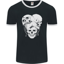 Biker Skulls Motorcycle Motobike Chopper Mens Ringer T-Shirt FotL Black/White