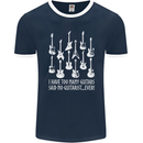 Too Many Guitars Said No Guitarist Mens Ringer T-Shirt FotL Navy Blue/White