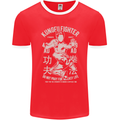 Kung Fu Fighter Mixed Martial Arts MMA Mens Ringer T-Shirt FotL Red/White