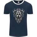 Viking Helmet Valhalla Gym Training Top Mens Ringer T-Shirt FotL Navy Blue/White