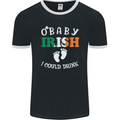 St Patricks Day Pregnant New Baby Funny Mens Ringer T-Shirt FotL Black/White