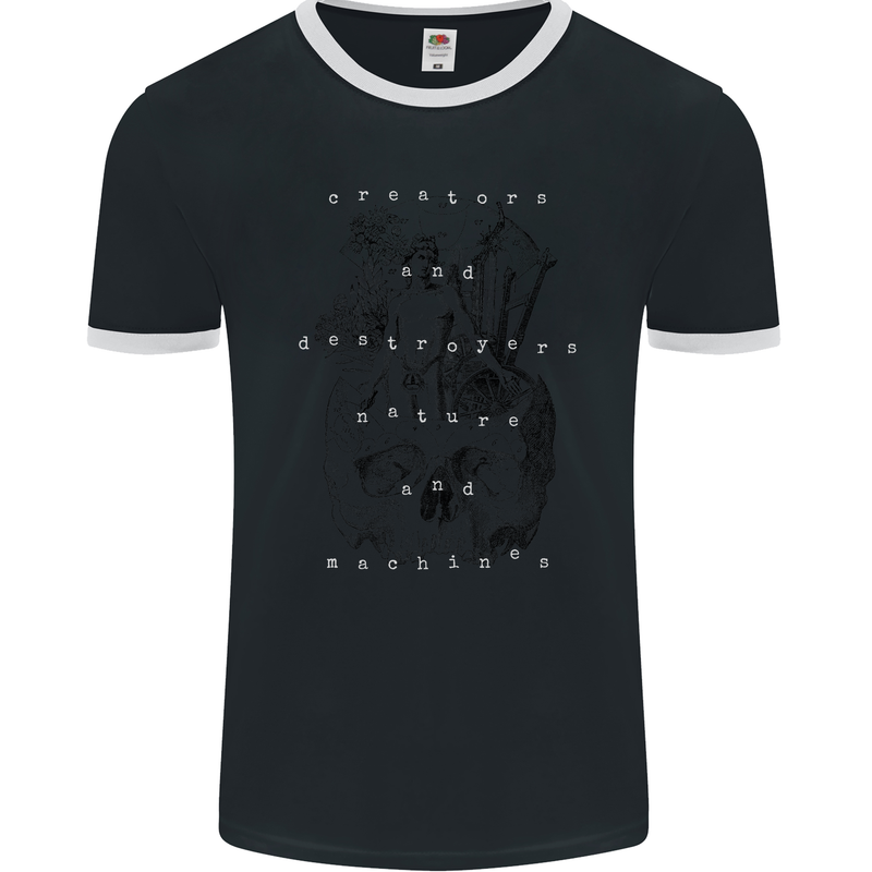 Creators Destroyers Obscure Makabra, Skull Mens Ringer T-Shirt FotL Black/White