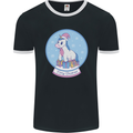 Christmas Unicorn Snow Globe Mens Ringer T-Shirt FotL Black/White