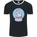 Christmas Unicorn Snow Globe Mens Ringer T-Shirt FotL Black/White