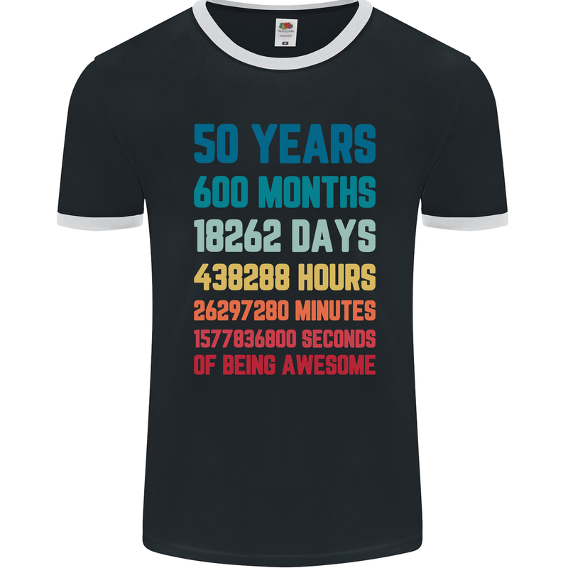 50th Birthday 50 Year Old Mens Ringer T-Shirt FotL Black/White