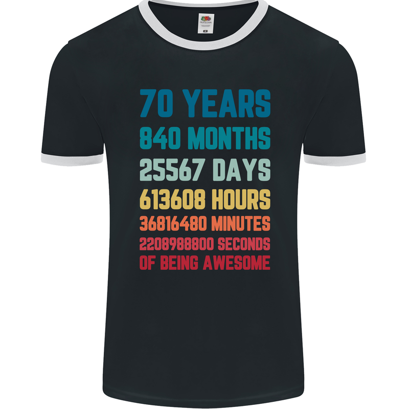 70th Birthday 70 Year Old Mens Ringer T-Shirt FotL Black/White