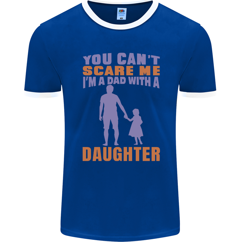 Dad With a Daughter Funny Fathers Day Mens Ringer T-Shirt FotL Royal Blue/White