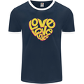 Love Word Art Heart Shape Anti-War Hippy Mens Ringer T-Shirt FotL Navy Blue/White