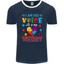 I Am His Voice He My Heart Autism Autistic Mens Ringer T-Shirt FotL Navy Blue/White