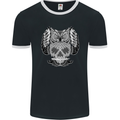 Owl Skull Ornathology Mens Ringer T-Shirt FotL Black/White