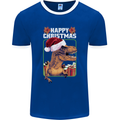 Christmas T-Rex Funny Dinosaur Mens Ringer T-Shirt FotL Royal Blue/White