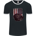 American Labrador USA Flag Dog Mens Ringer T-Shirt FotL Black/White