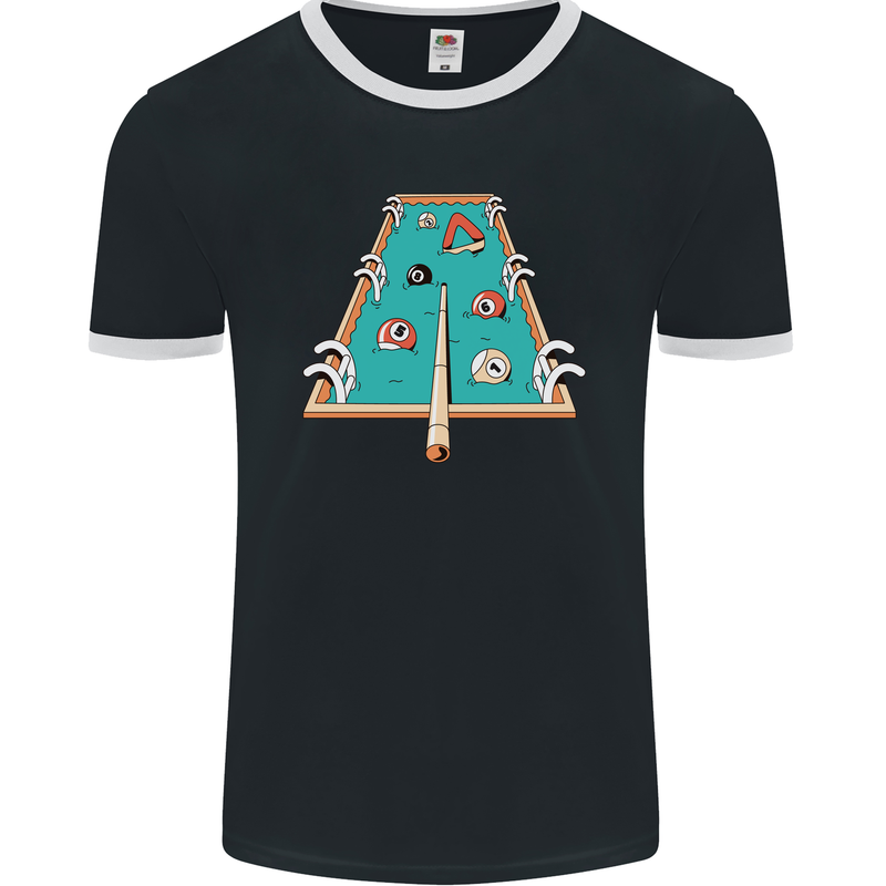 9-Ball Pool Funny Swimming Pool Mashup Mens Ringer T-Shirt FotL Black/White