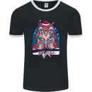 Bah Humbug Grumpy Christmas Owls Mens Ringer T-Shirt FotL Black/White