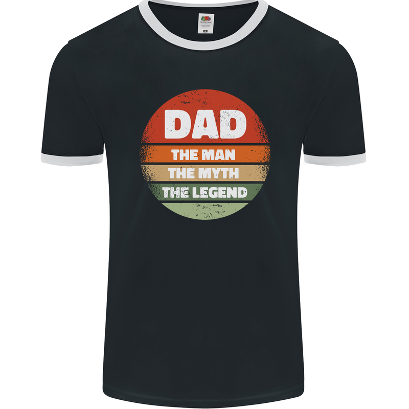 Father's Day Dad  the Man Myth Legend Funny Mens Ringer T-Shirt FotL Black/White