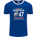 47 Year Wedding Anniversary 47th Rugby Mens Ringer T-Shirt FotL Royal Blue/White