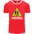 Smombie Antisocial Phone Addict Smartphone Mens Ringer T-Shirt FotL Red/White