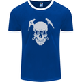 Rock Climbing Skull Mountain Climber Mens Ringer T-Shirt FotL Royal Blue/White