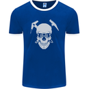 Rock Climbing Skull Mountain Climber Mens Ringer T-Shirt FotL Royal Blue/White