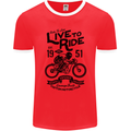 Live to Ride Motorbike Motorcycle Biker Mens Ringer T-Shirt FotL Red/White