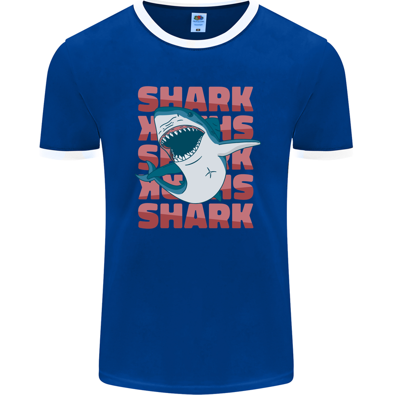 A Great White Shark Mens Ringer T-Shirt FotL Royal Blue/White